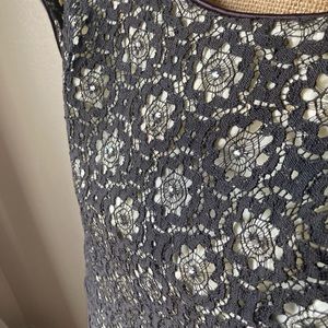 MISS JANE JUNIOR c.1950's Black Floral Lace Rhinestone Embellished Party Dress